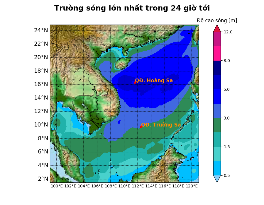 Bản tin dự báo sóng 10 ngày tới (từ ngày 15/01 đến ngày 24/01/2025)