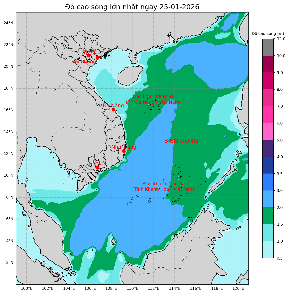 Bản tin dự báo sóng 10 ngày tới (từ ngày 25/01 đến ngày 03/02/2026)