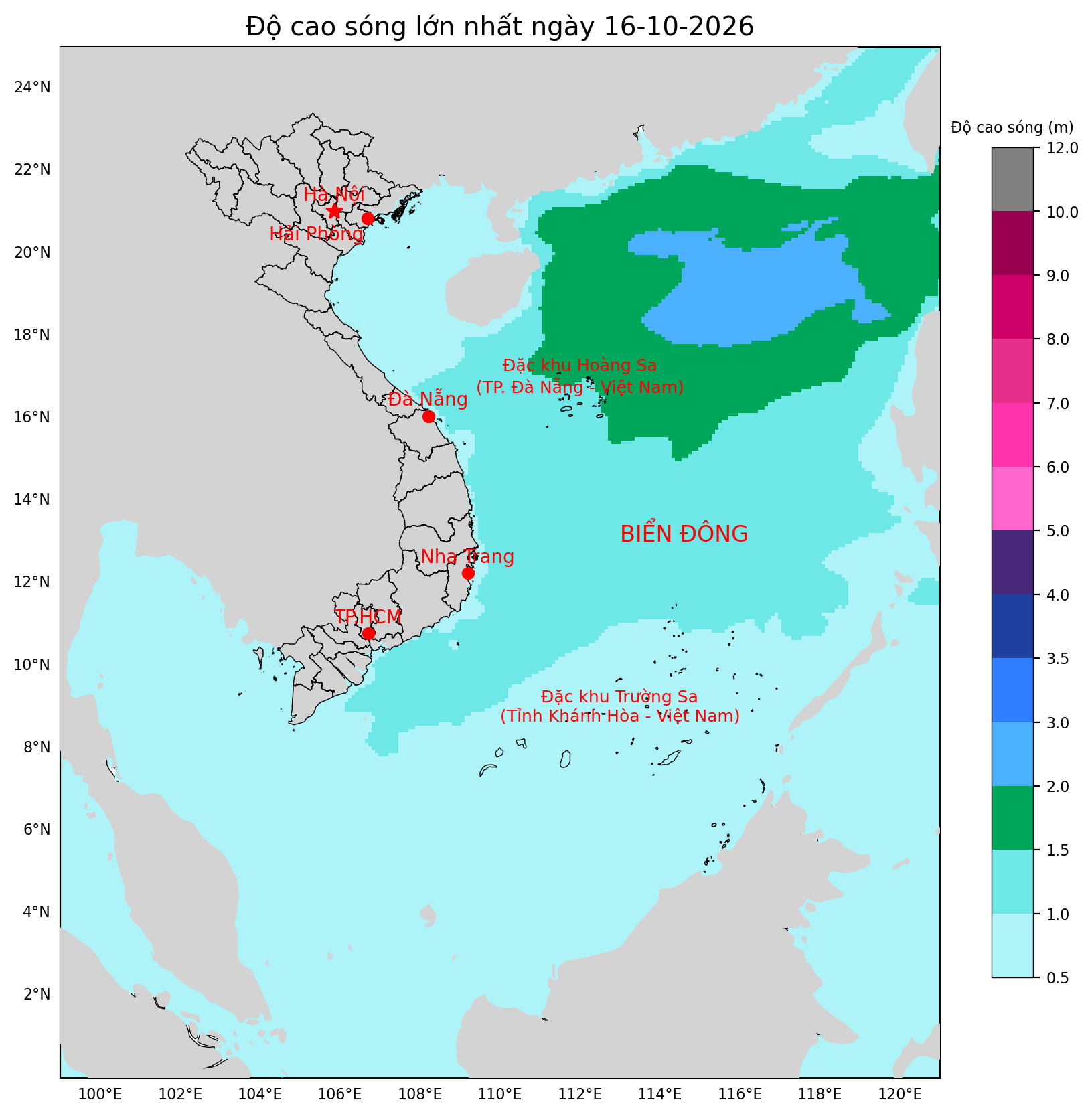 Bản tin dự báo sóng 10 ngày tới (từ ngày 16/10 đến ngày 25/10/2026)
