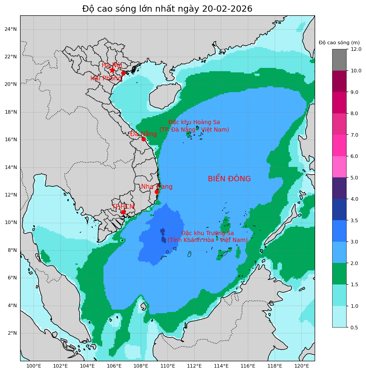 Bản tin dự báo sóng 10 ngày tới (từ ngày 20/02 đến ngày 01/03/2026)