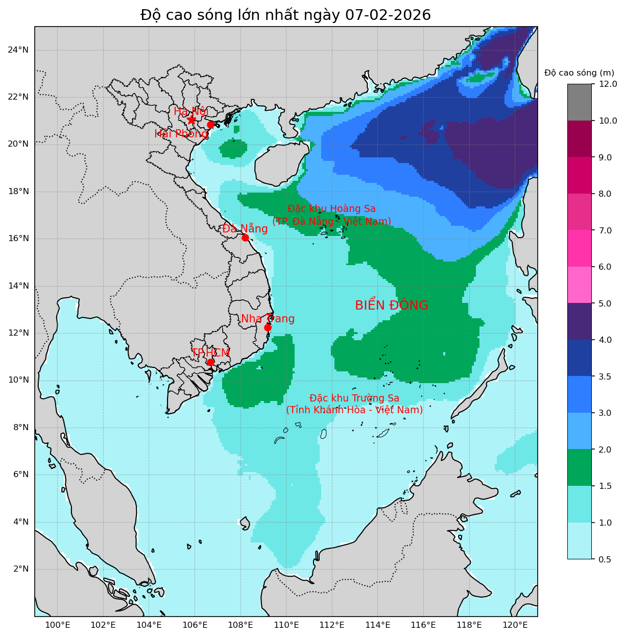 Bản tin dự báo sóng 10 ngày tới (từ ngày 07/02 đến ngày 16/02/2026)