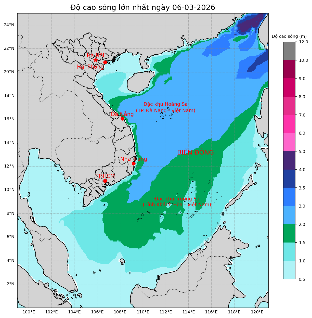 Bản tin dự báo sóng 10 ngày tới (từ ngày 06/03 đến ngày 15/03/2026)