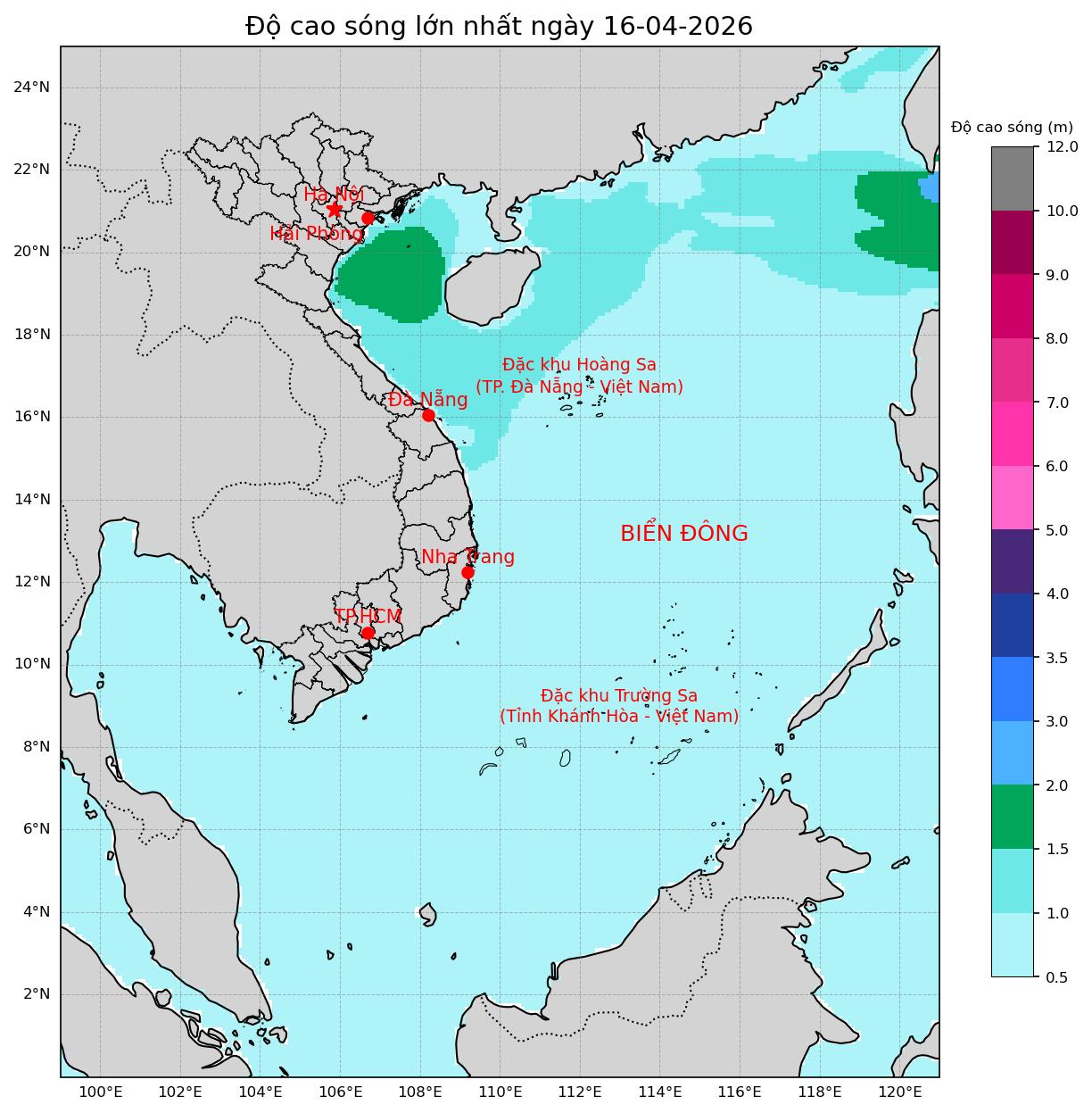 Bản tin dự báo sóng 10 ngày tới (từ ngày 16/04 đến ngày 25/04/2026)