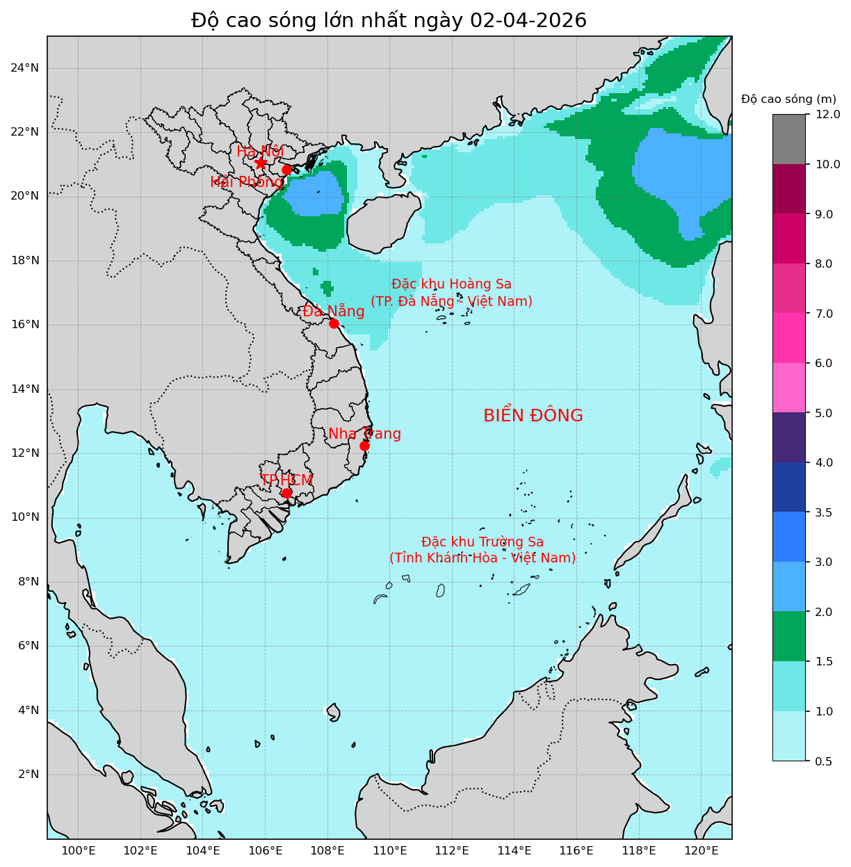 Bản tin dự báo sóng 10 ngày tới (từ ngày 02/04 đến ngày 11/04/2026)