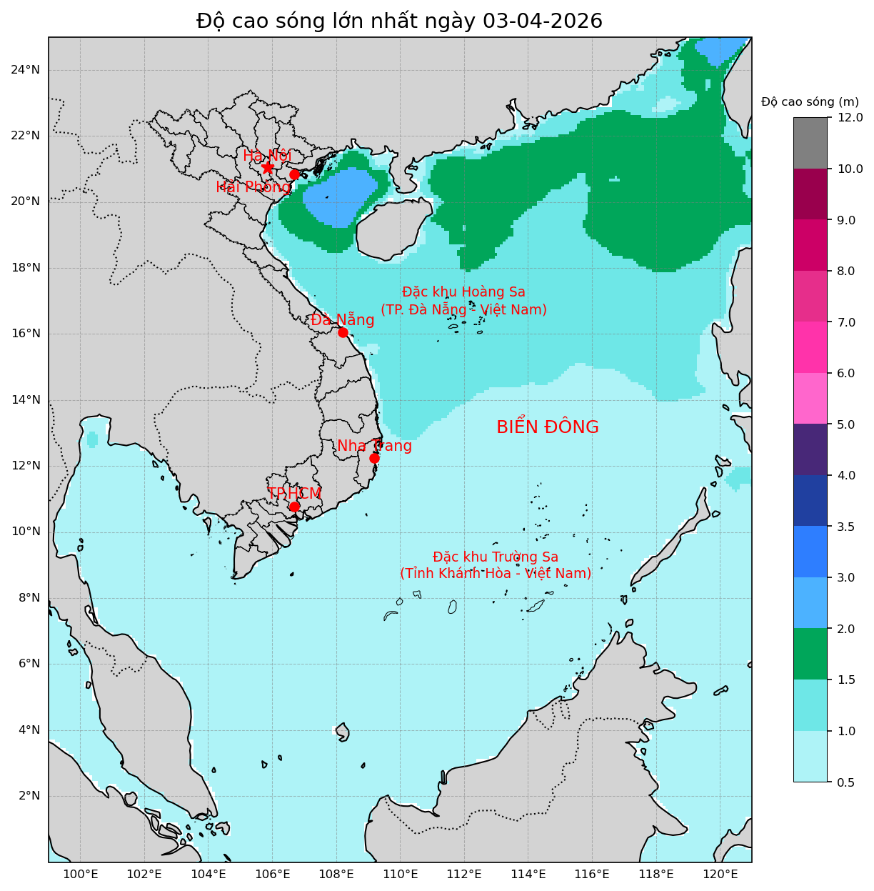 Bản tin dự báo sóng 10 ngày tới (từ ngày 03/04 đến ngày 12/04/2026)