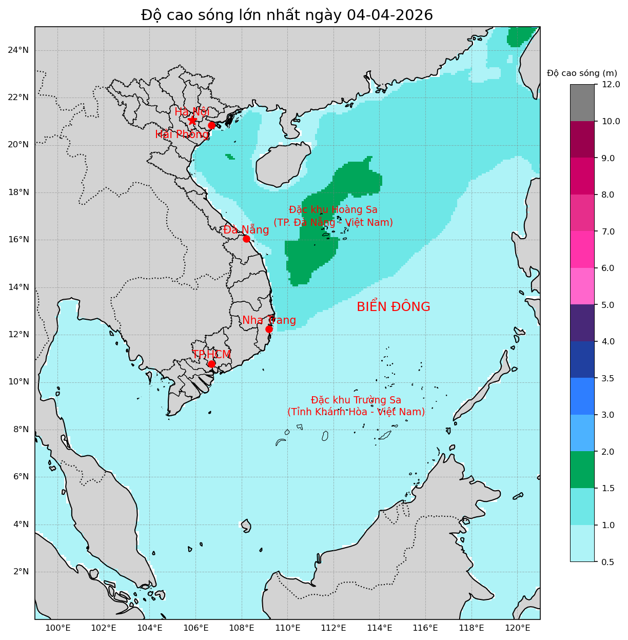 Bản tin dự báo sóng 10 ngày tới (từ ngày 04/04 đến ngày 13/04/2026)