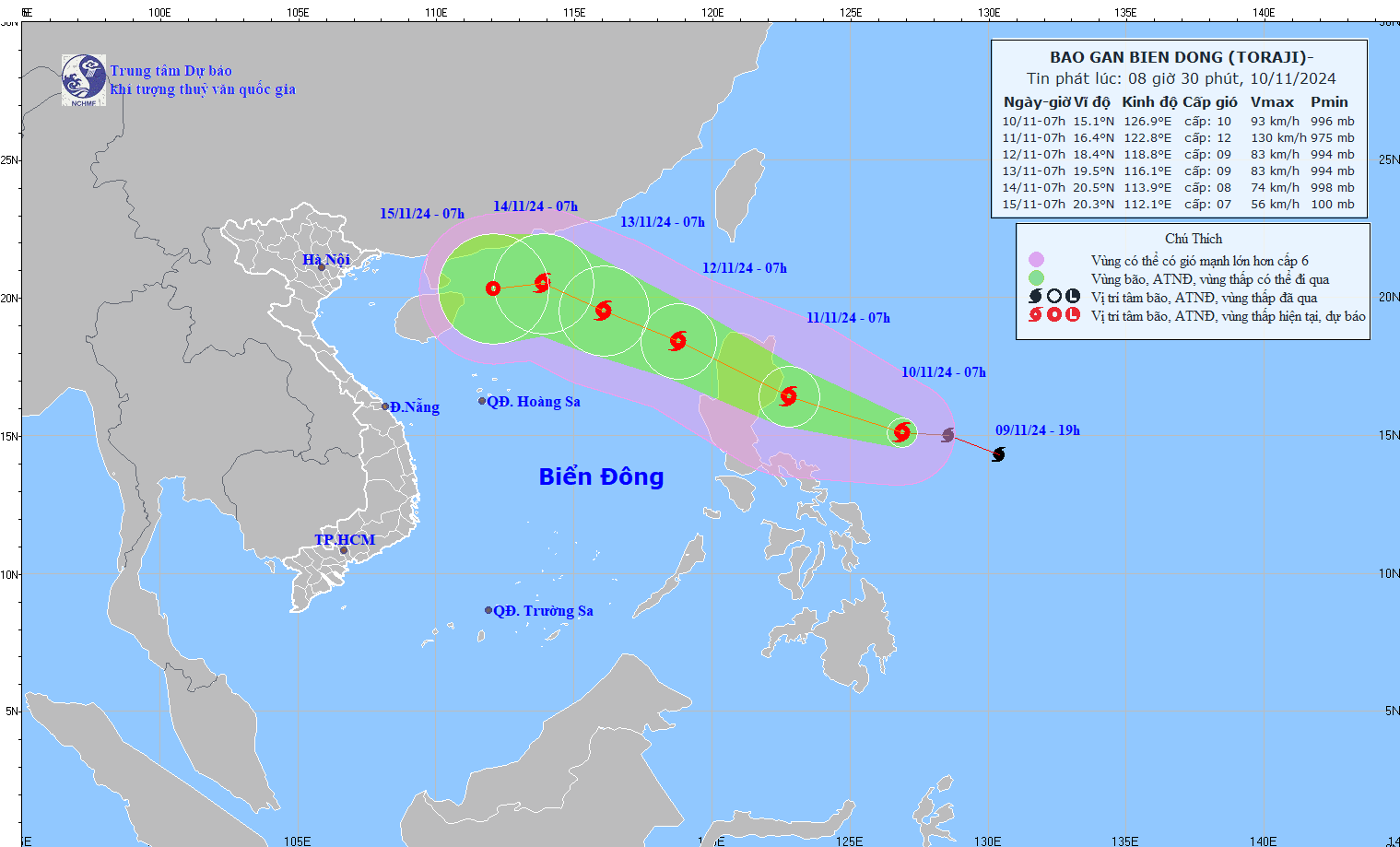 TIN BÃO GẦN BIỂN ĐÔNG (Cơn bão TORAJI)