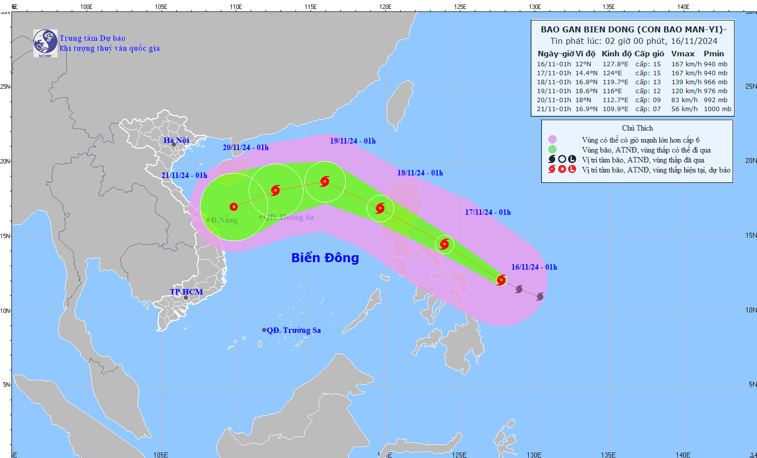 TIN BÃO GẦN BIỂN ĐÔNG (Cơn bão MAN-YI)