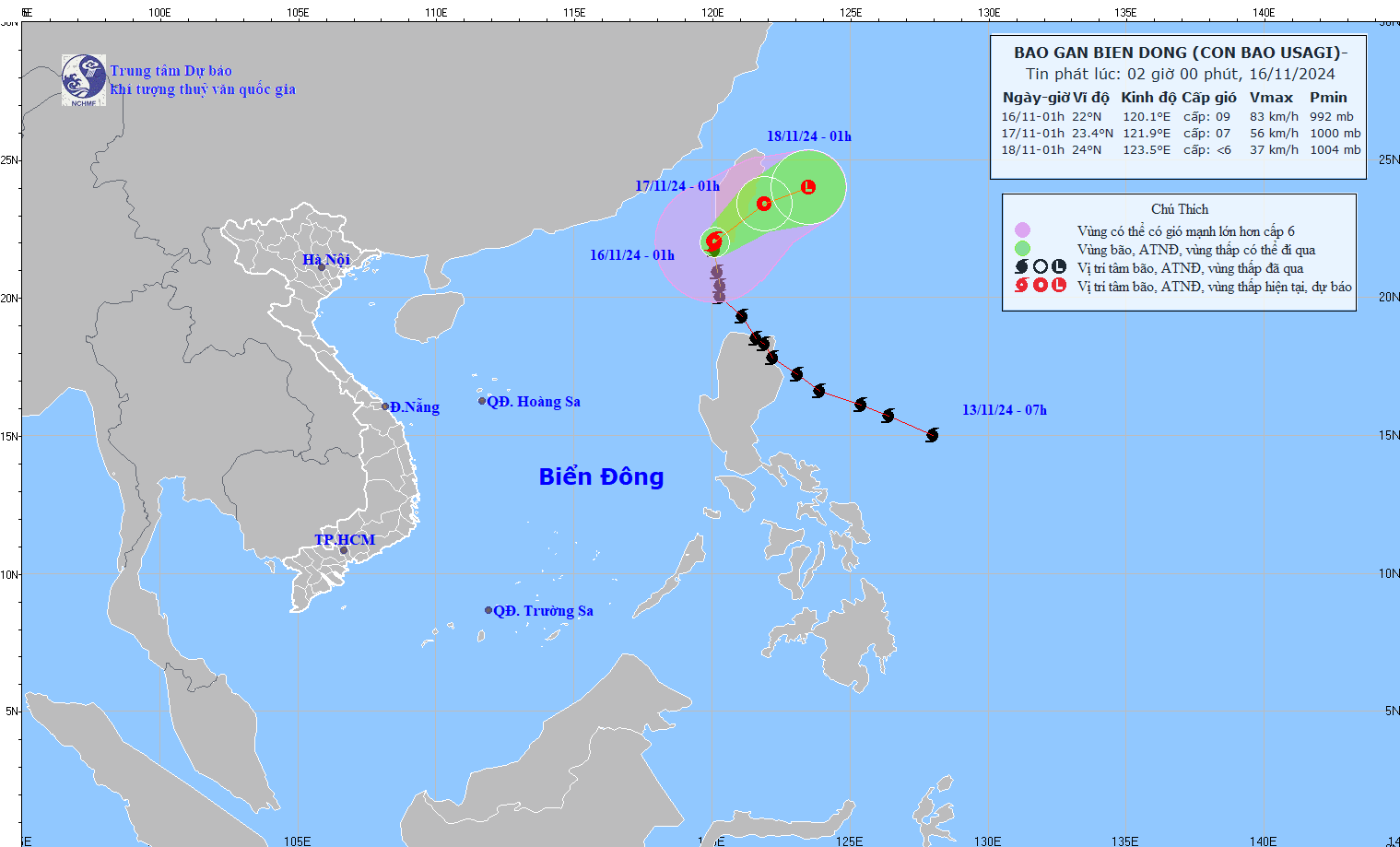 TIN BÃO GẦN BIỂN ĐÔNG (Cơn bão USAGI)