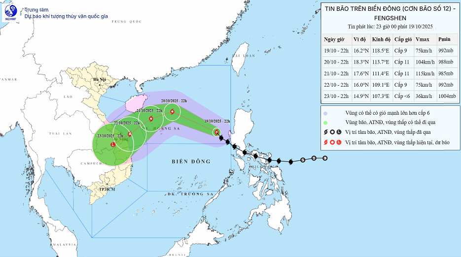 TIN BÃO TRÊN BIỂN ĐÔNG   (Cơn bão số 12)