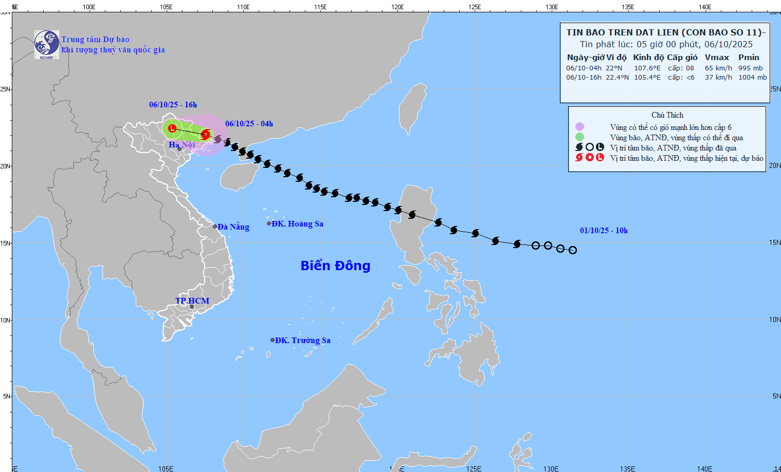 TIN BÃO TRÊN ĐẤT LIỀN (Cơn bão số 11)