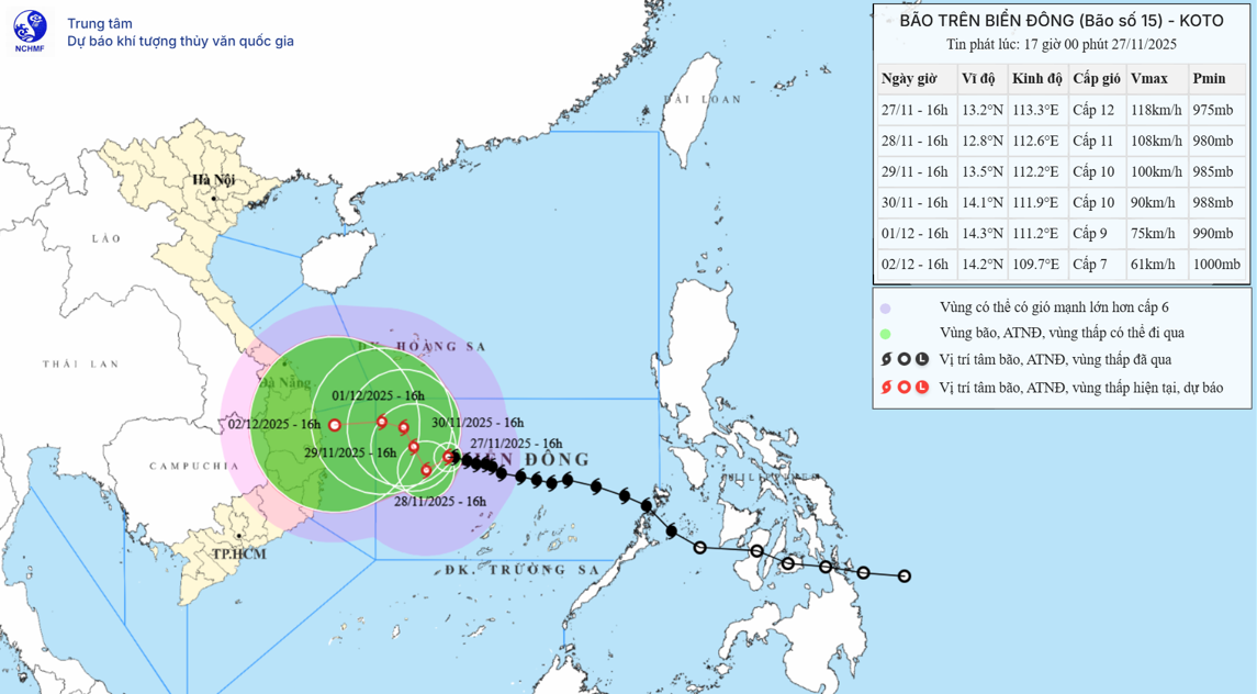 TIN BÃO TRÊN BIỂN ĐÔNG (Cơn bão số 15)