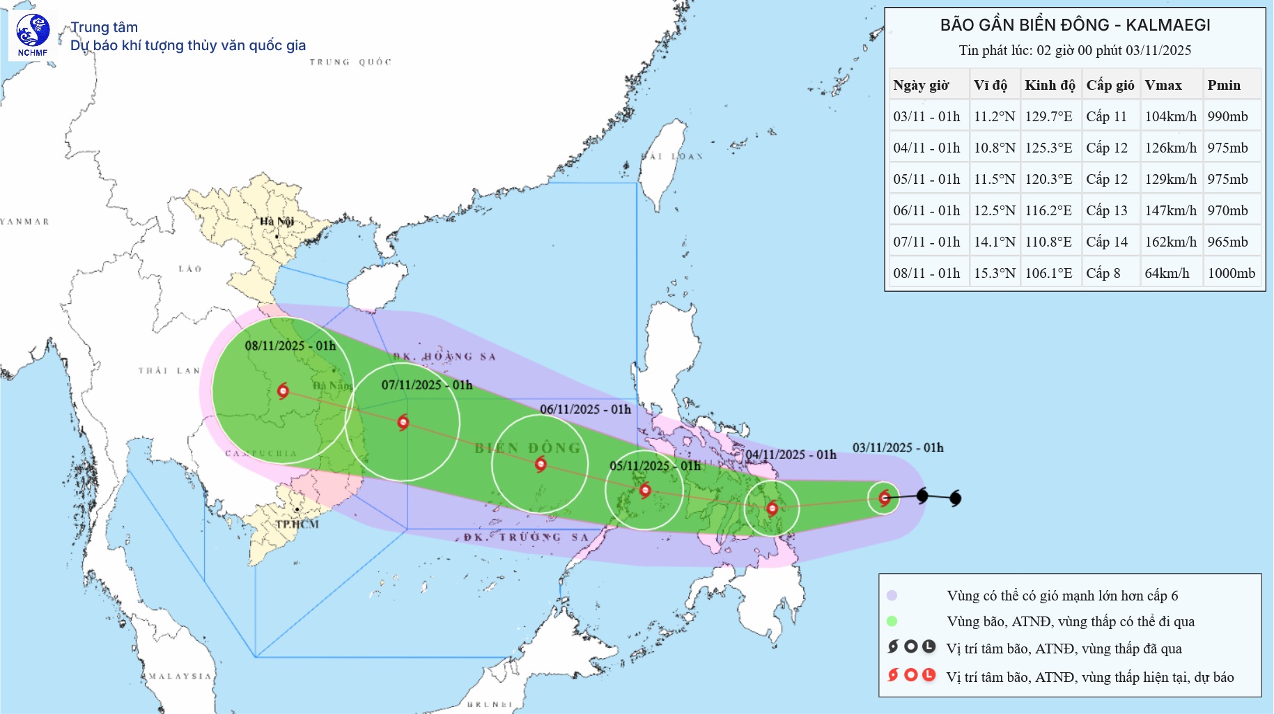 TIN BÃO GẦN BIỂN ĐÔNG (Cơn bão KALMAEGI)