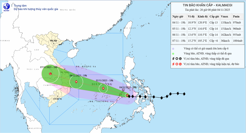 TIN BÃO KHẨN CẤP (Cơn bão KALMAEGI)