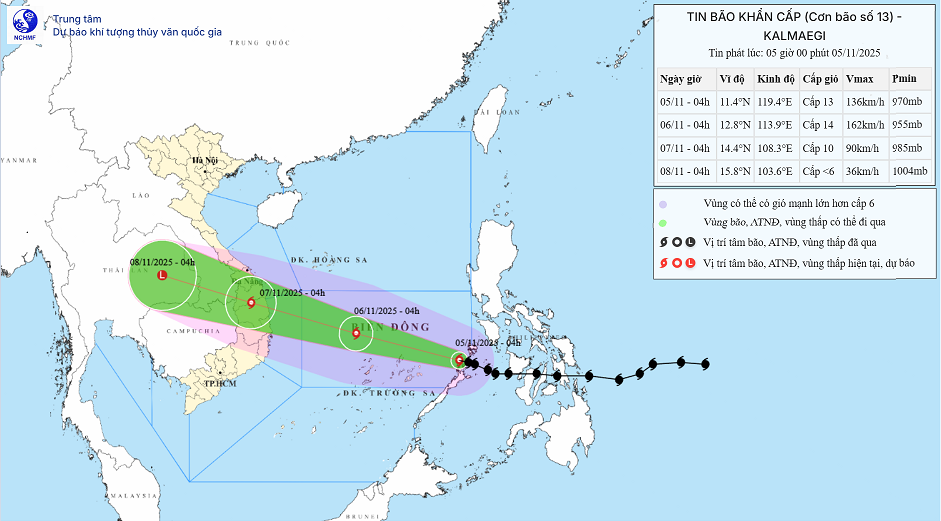 TIN BÃO KHẨN CẤP (Cơn bão số 13)