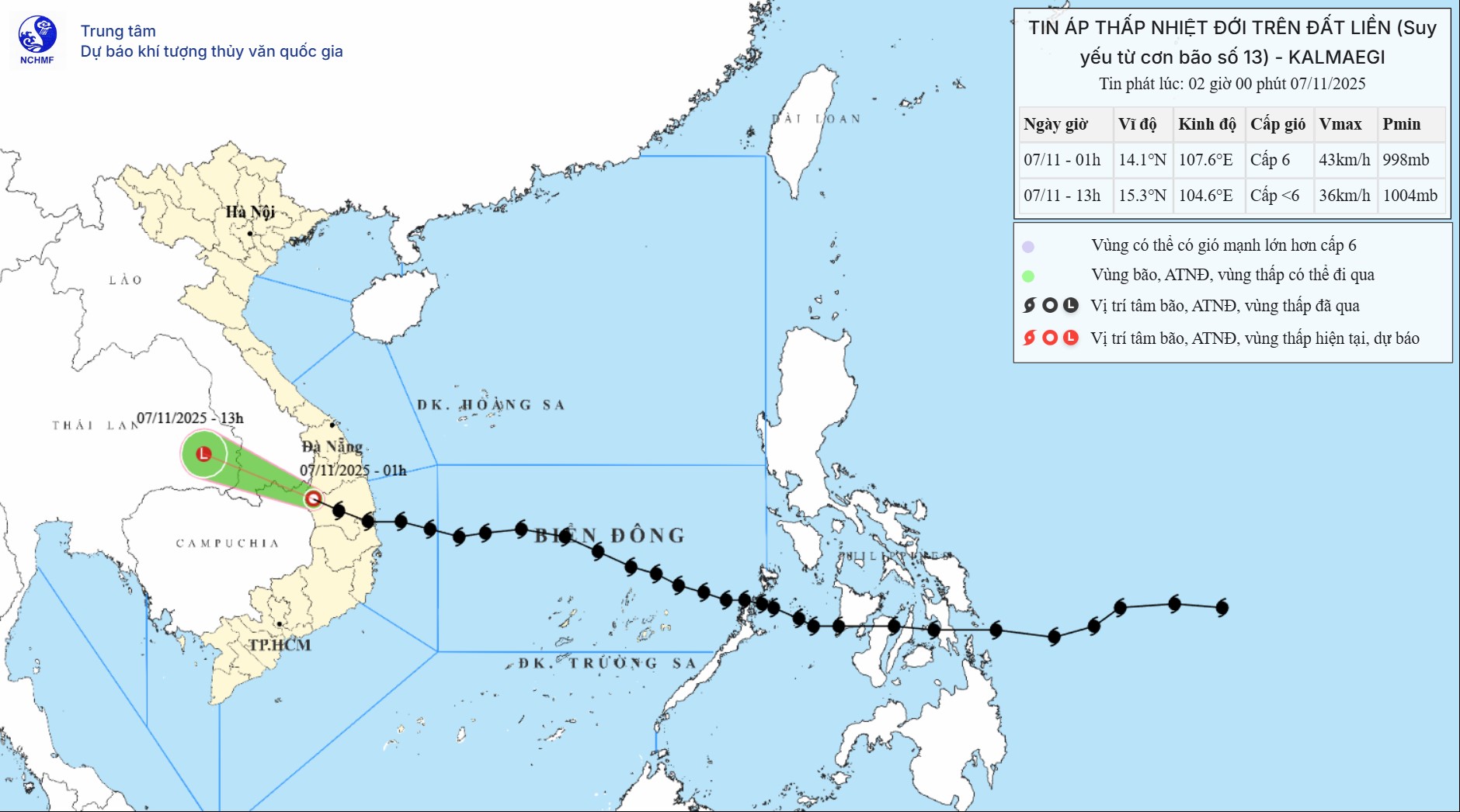 TIN ÁP THẤP NHIỆT ĐỚI TRÊN ĐẤT LIỀN (Suy yếu từ cơn bão số 13)