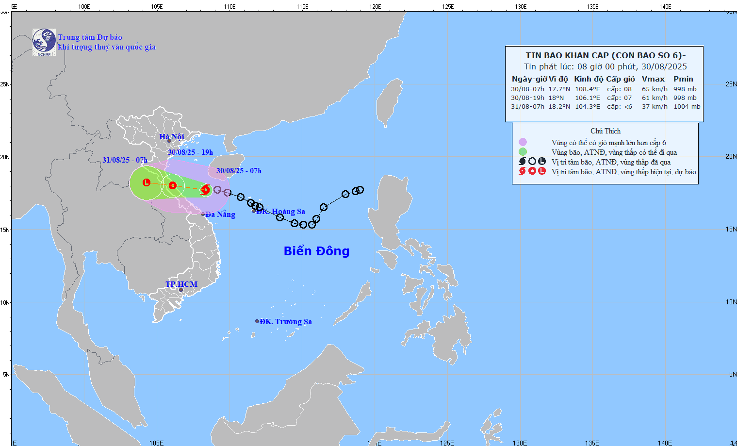 TIN BÃO KHẨN CẤP (Cơn bão số 6)