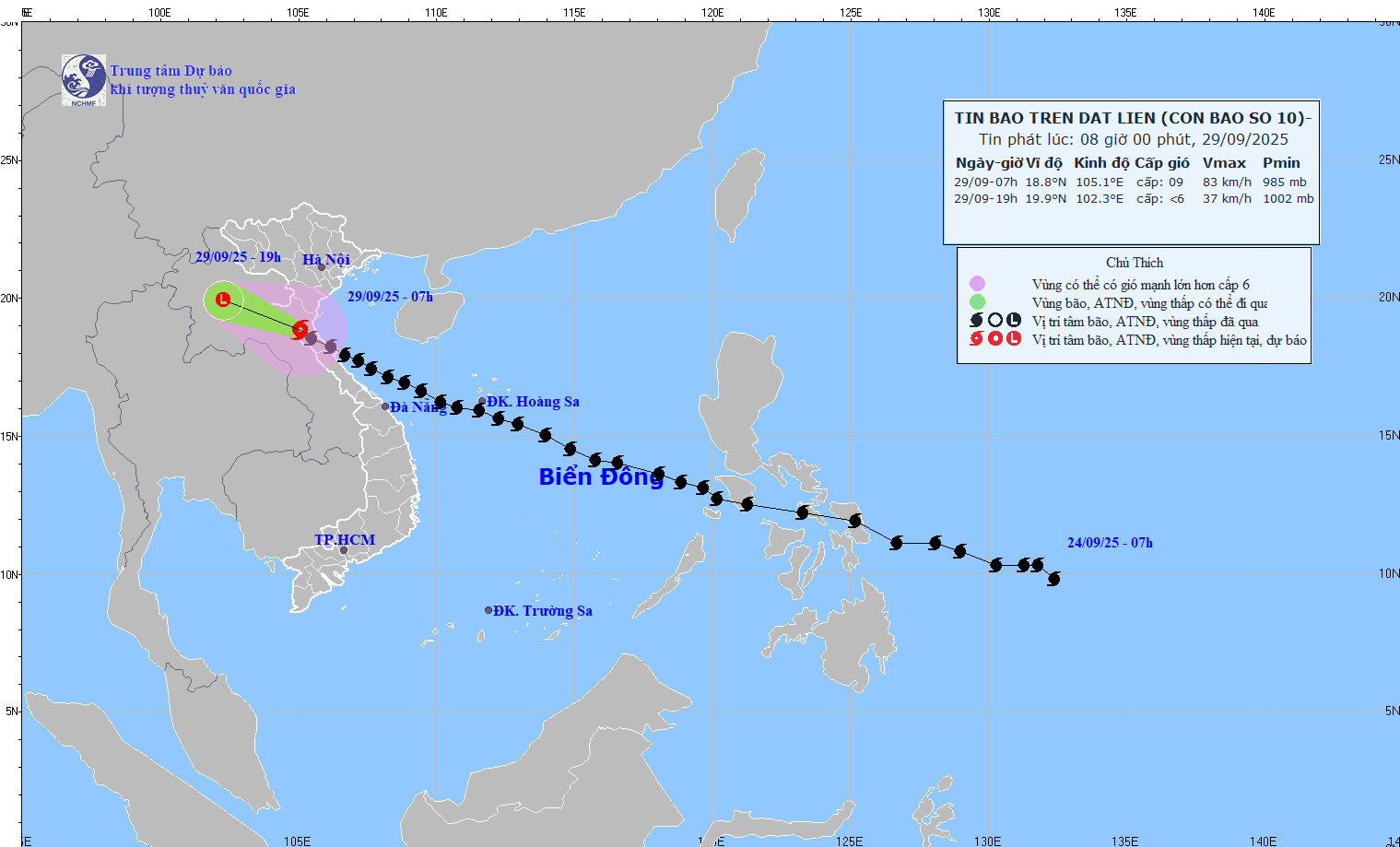 TIN BÃO TRÊN ĐẤT LIỀN (Cơn bão số 10)