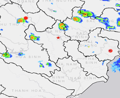 TIN CẢNH BÁO DÔNG, TỐ, LỐC, SÉT, MƯA ĐÁ VÀ MƯA LỚN CỤC BỘ TRÊN PHẠM VI KHU VỰC NỘI THÀNH HÀ NỘI