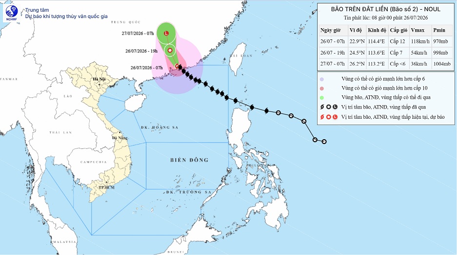 TIN BÃO TRÊN ĐẤT LIỀN (Cơn bão số 02)