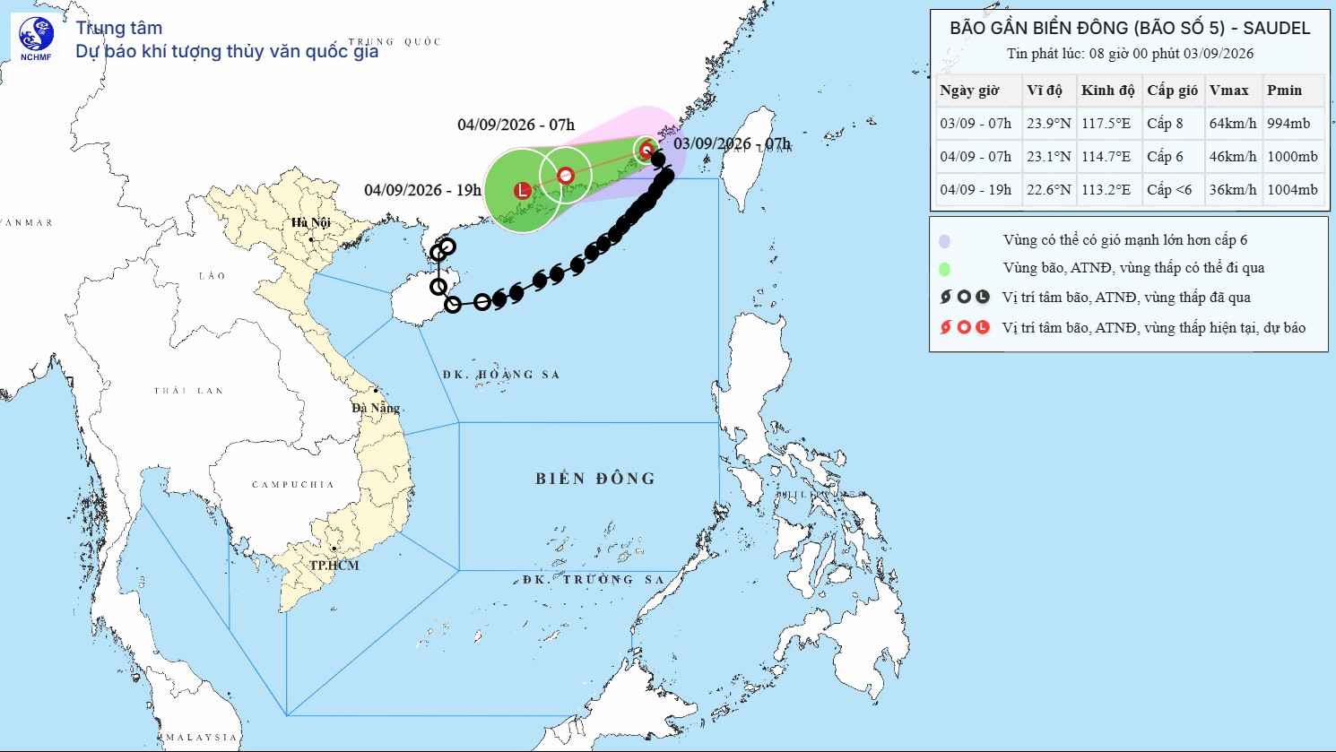 TIN BÃO GẦN BIỂN ĐÔNG (Cơn bão số 05)