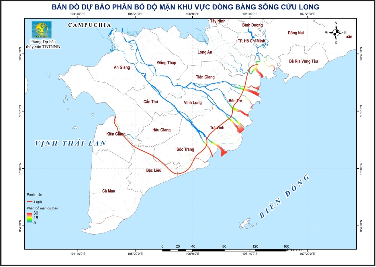 TIN DỰ BÁO XÂM NHẬP MẶN TRÊN KHU VỰC NAM BỘ
